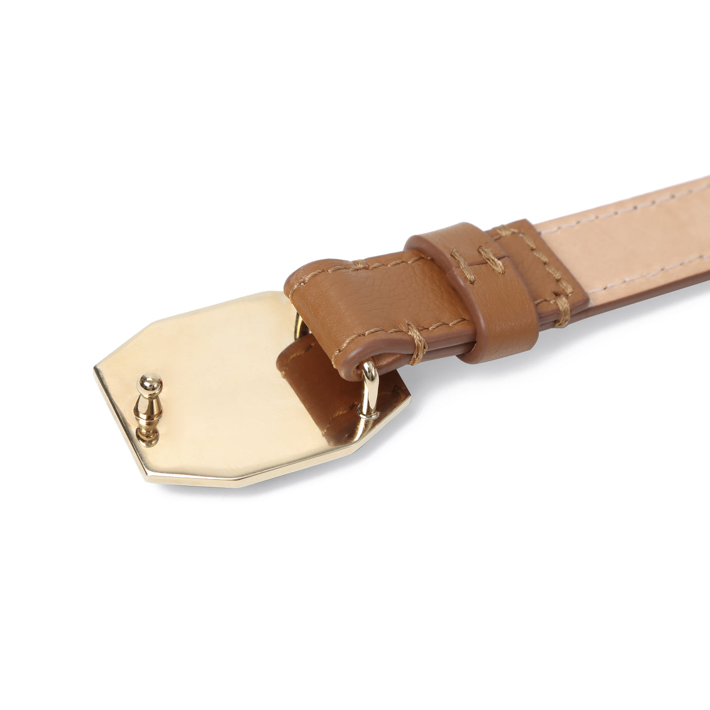 GEM Buckle Slim Leather Belt