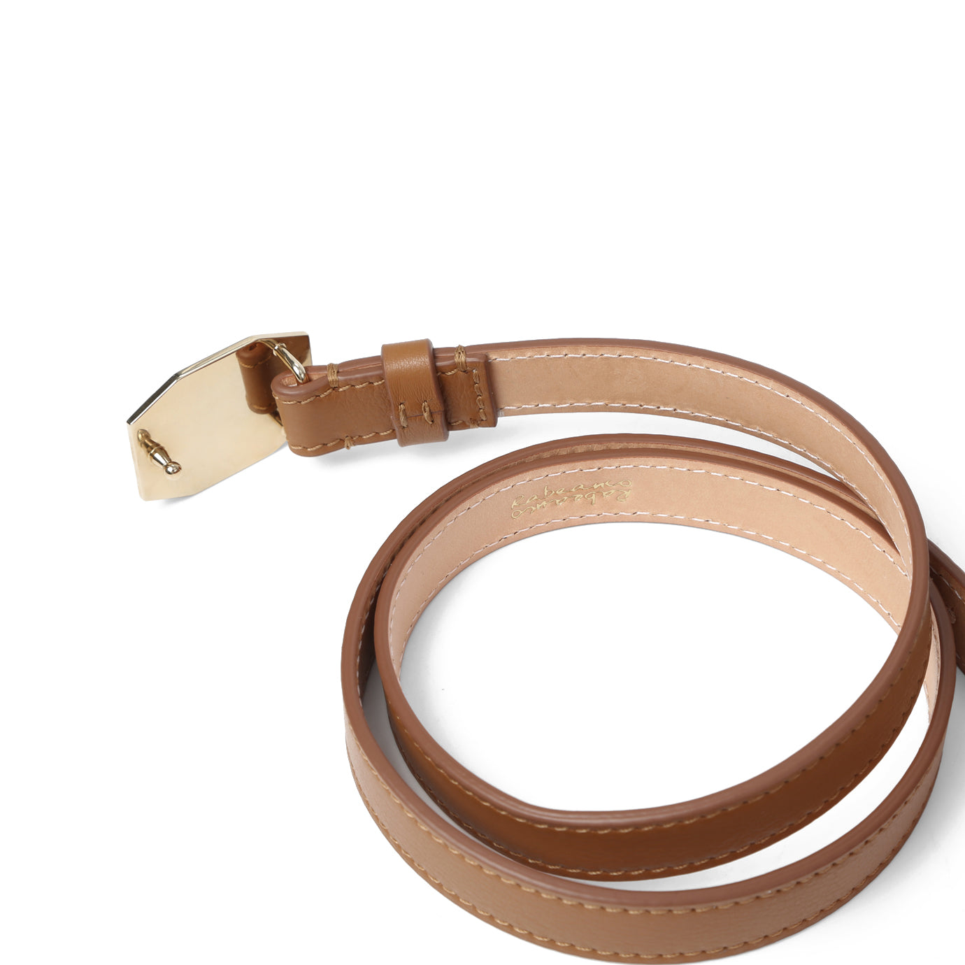 GEM Buckle Slim Leather Belt