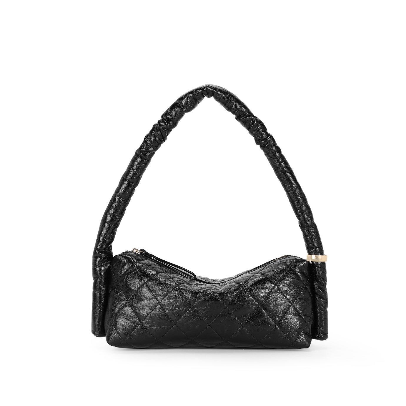 Baguette bag in black croco-like leather