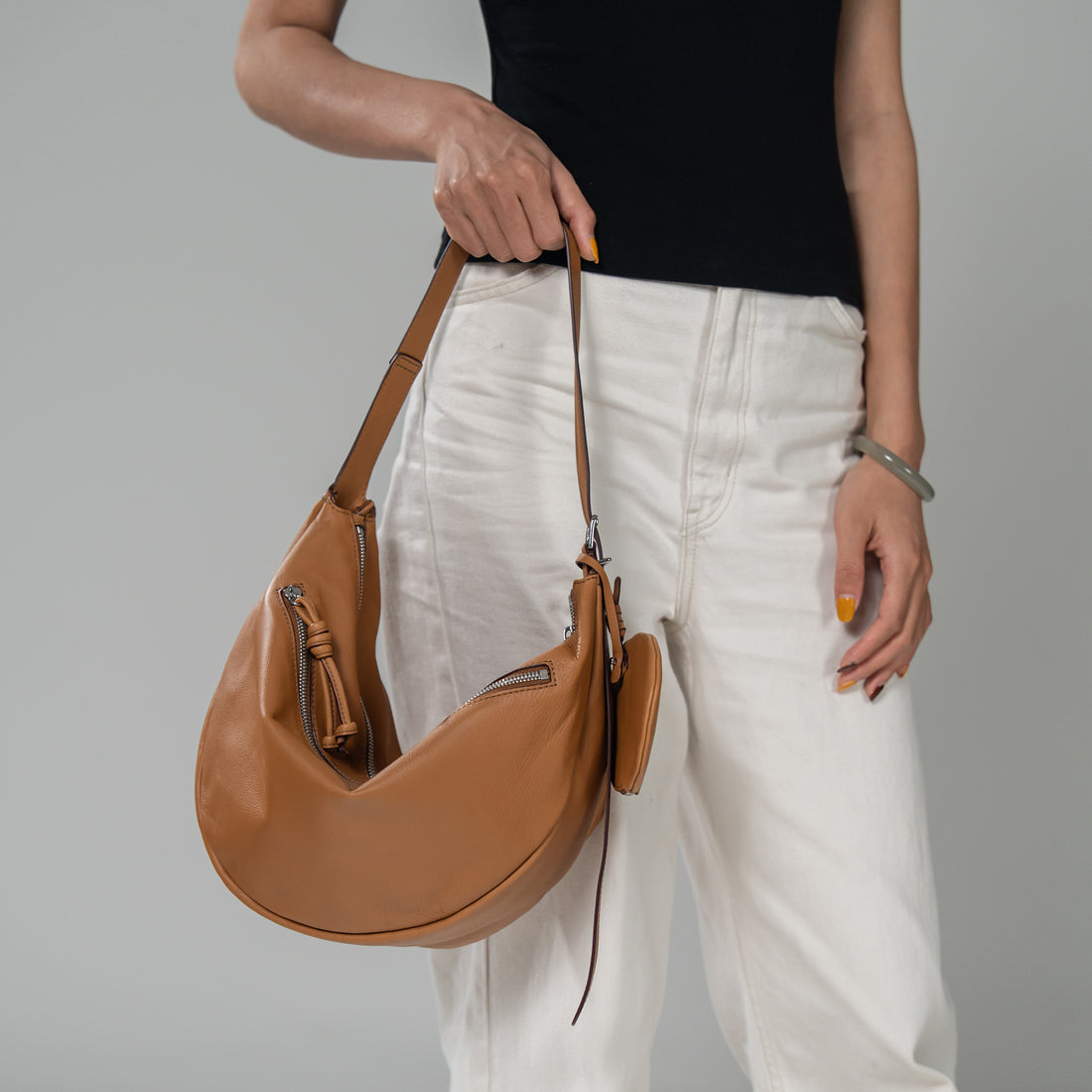 Asymmetric Crescent Hobo Bag